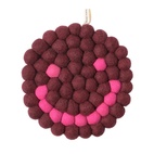 TRIVET, ROUND, SMILEY, burgundy