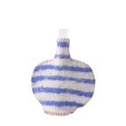 WOOL VASE, ROUND, blue-stripes