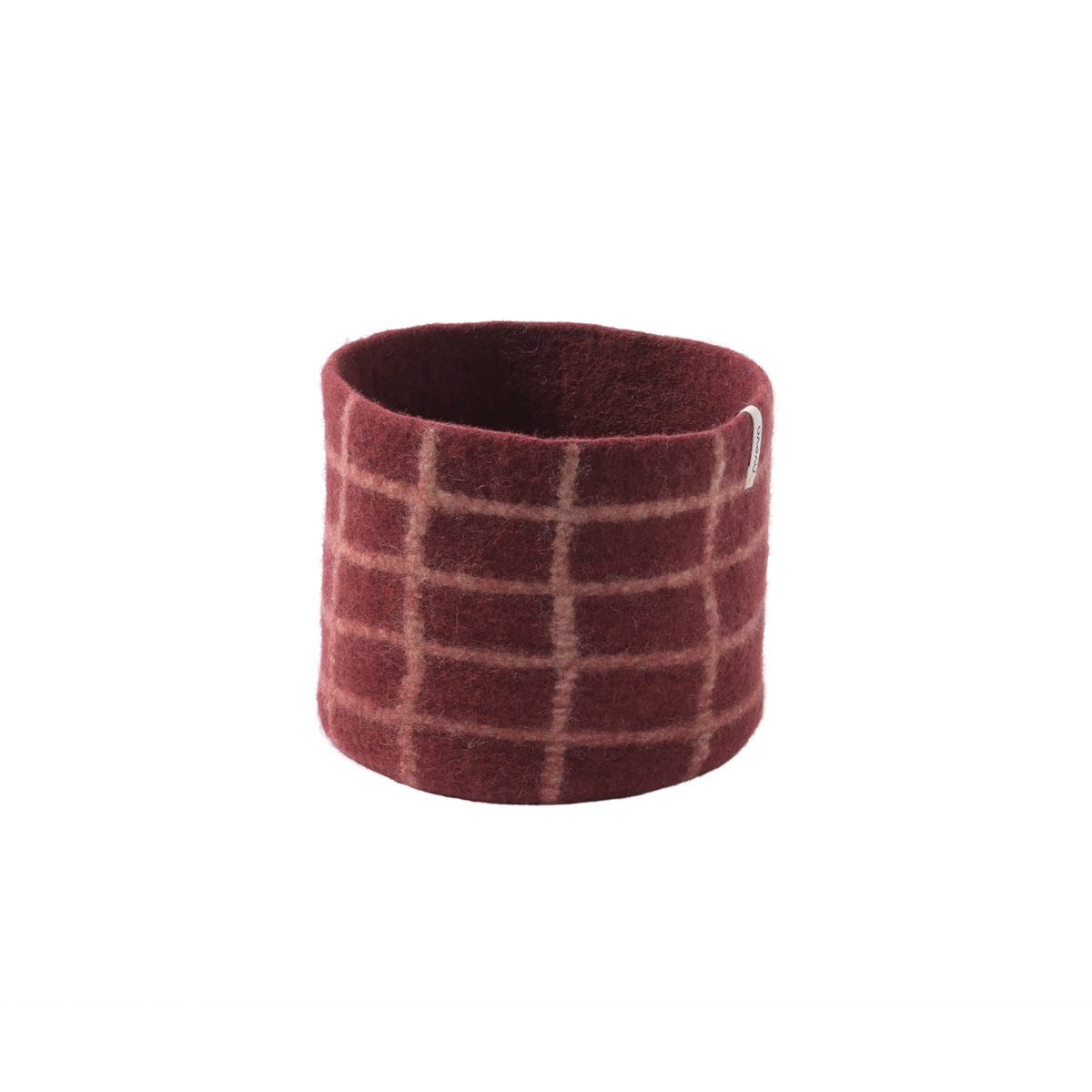 FLOWER POT 25, L, THIN-CHECKED, burgundy